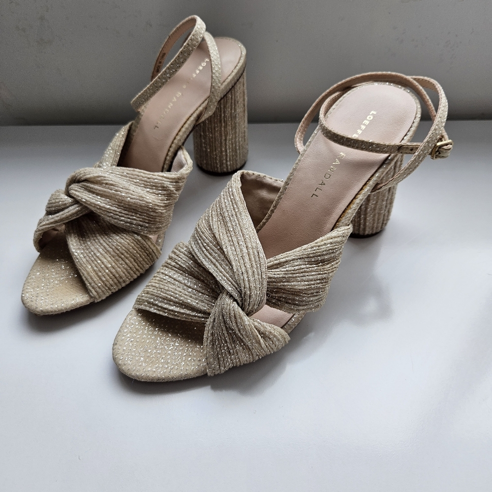 Loeffler Randall Camillia Sand Pleated Bow Collumn Heel Sandal - Picture 6 of 14